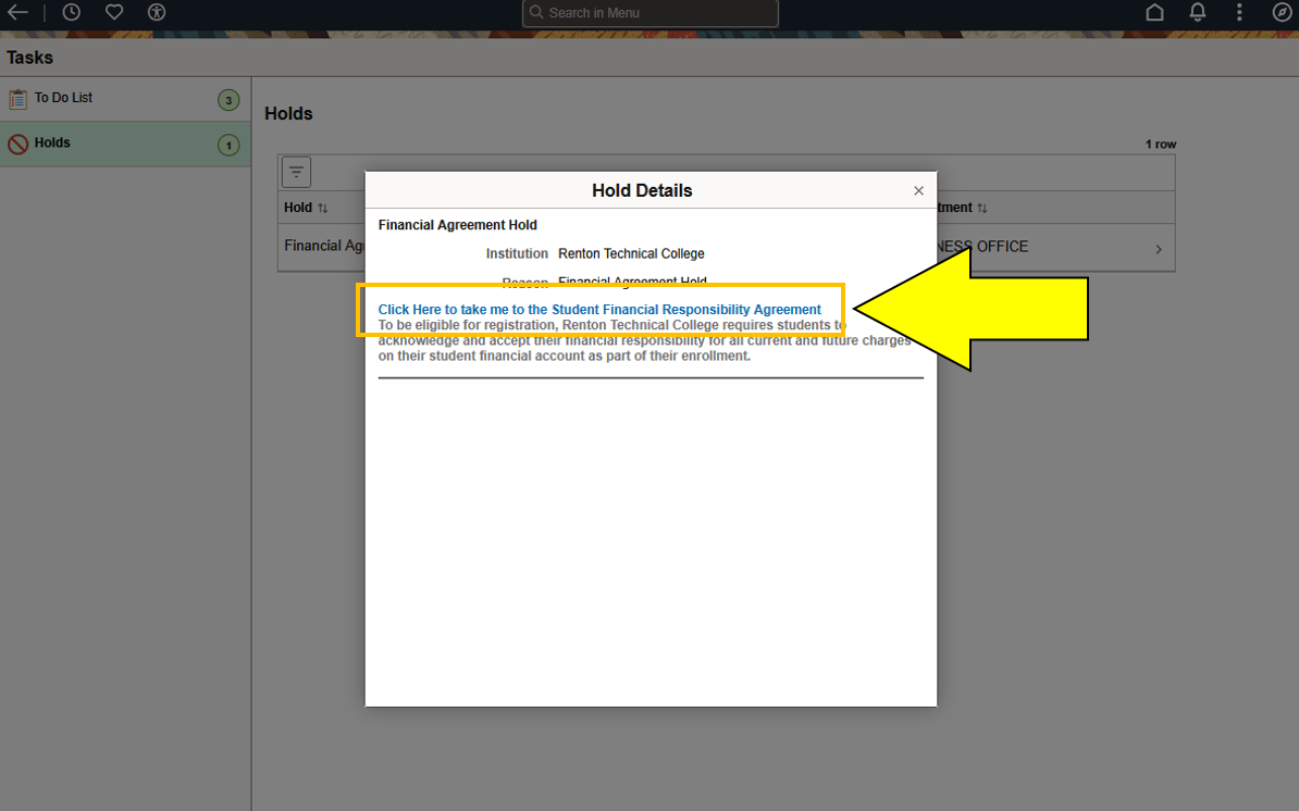 An arrow pointing to "Click here to take me to the SFRA"