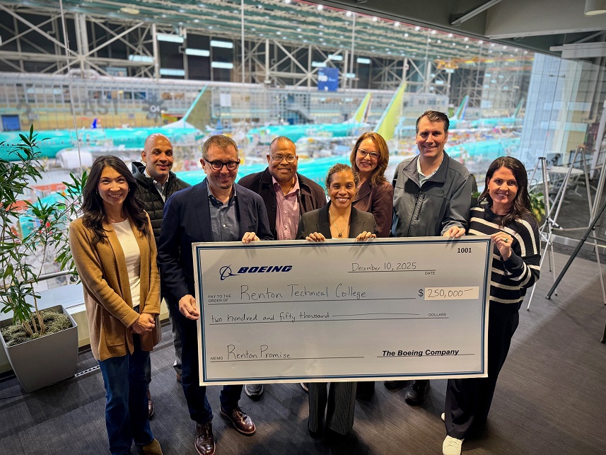 Among those who gratefully received the symbolic check were President Dr. Yoshiko Harden and Renton Promise partners, Mayor Armondo Pavone, Renton School Superintendent Dr. Damien Pattenaude, and Rep. Steve Bergquist