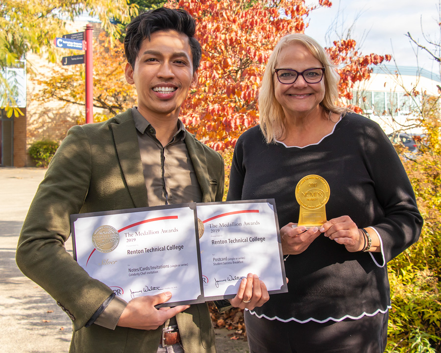 Katherine Hedland Hansen and Evyson Beasley with their 2019 NCMPR Awards