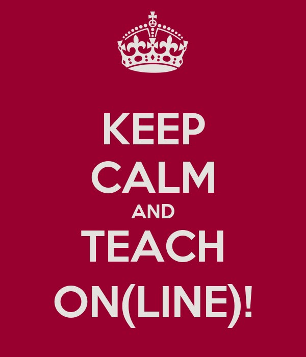 Red box with crown above the text that say Keep Calm and Teach OnLine
