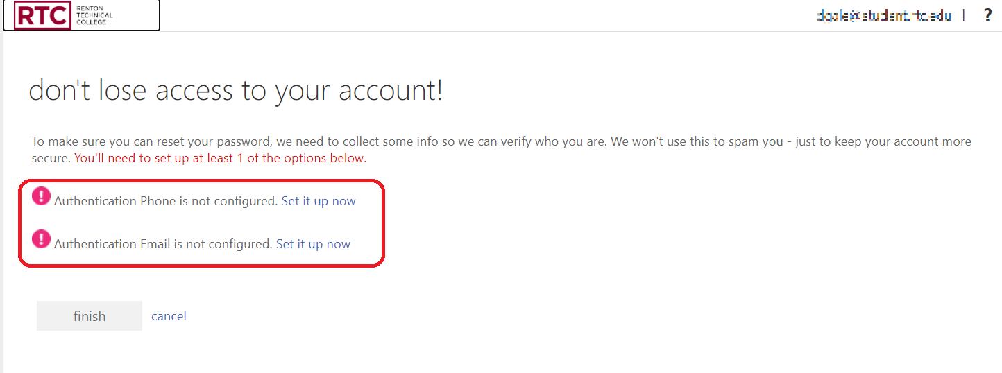 Don't lose access to your account!