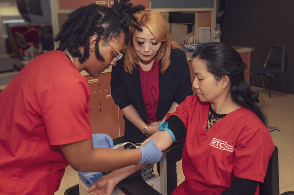 Phlebotomy program students